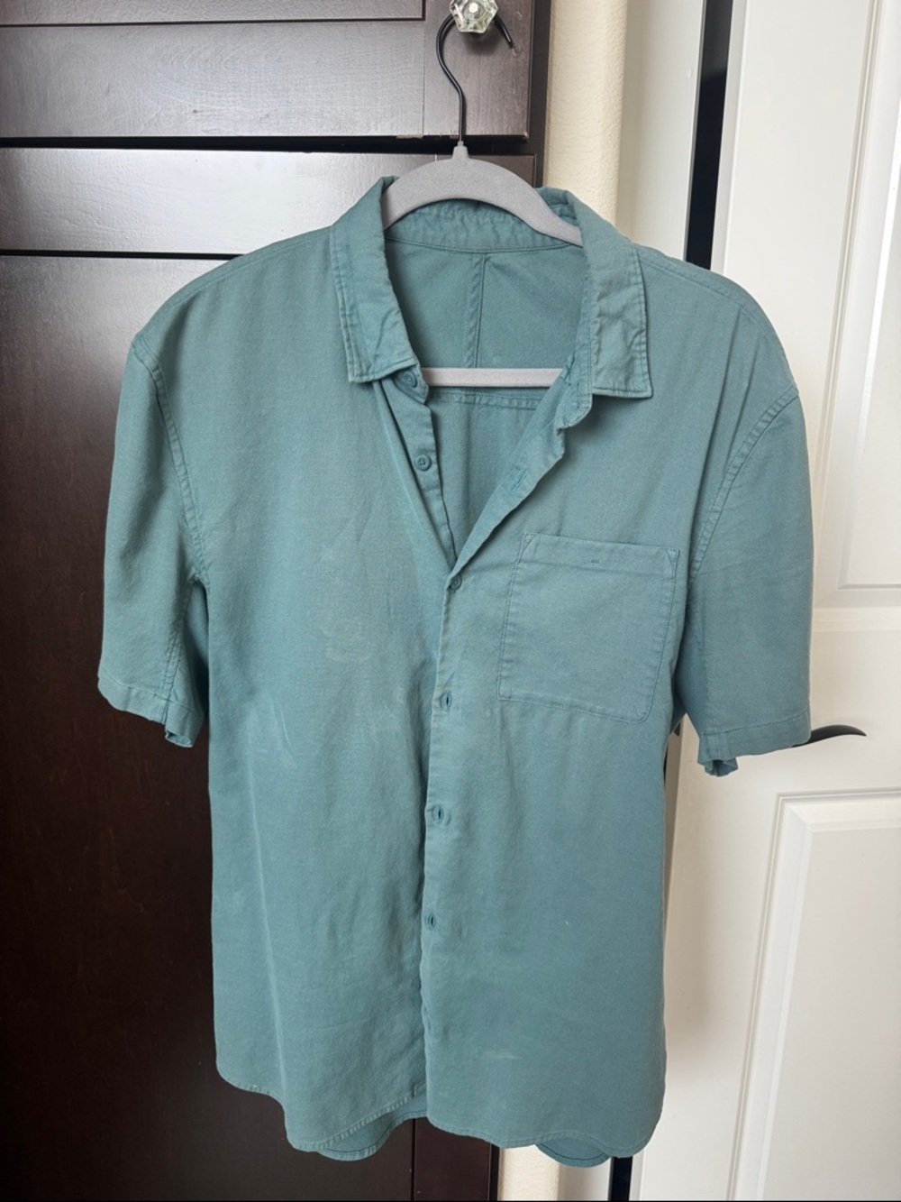 Lululemon Casual Short-Sleeve Button-Up Shirt in Teal